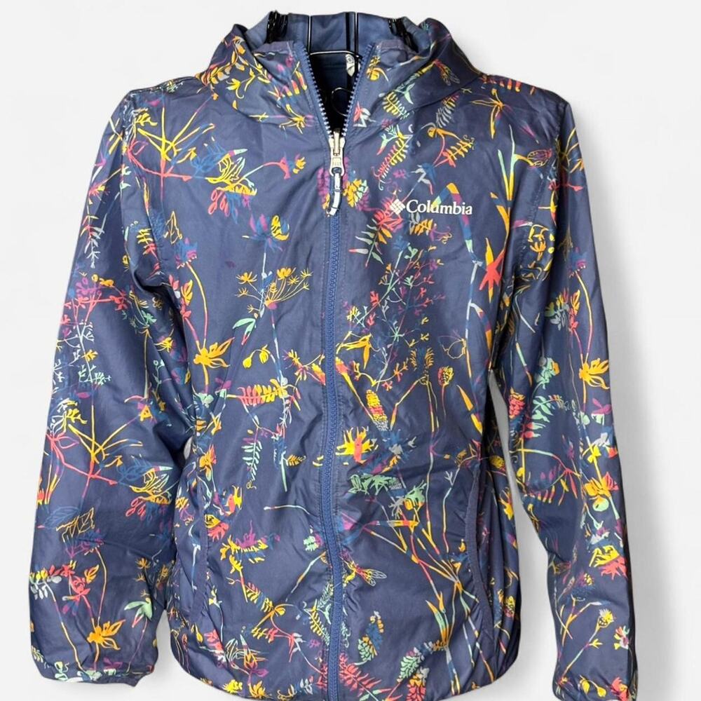 Columbia Sportswear Girls Reversible Jacket Size Medium 10/12 Floral Wildflower